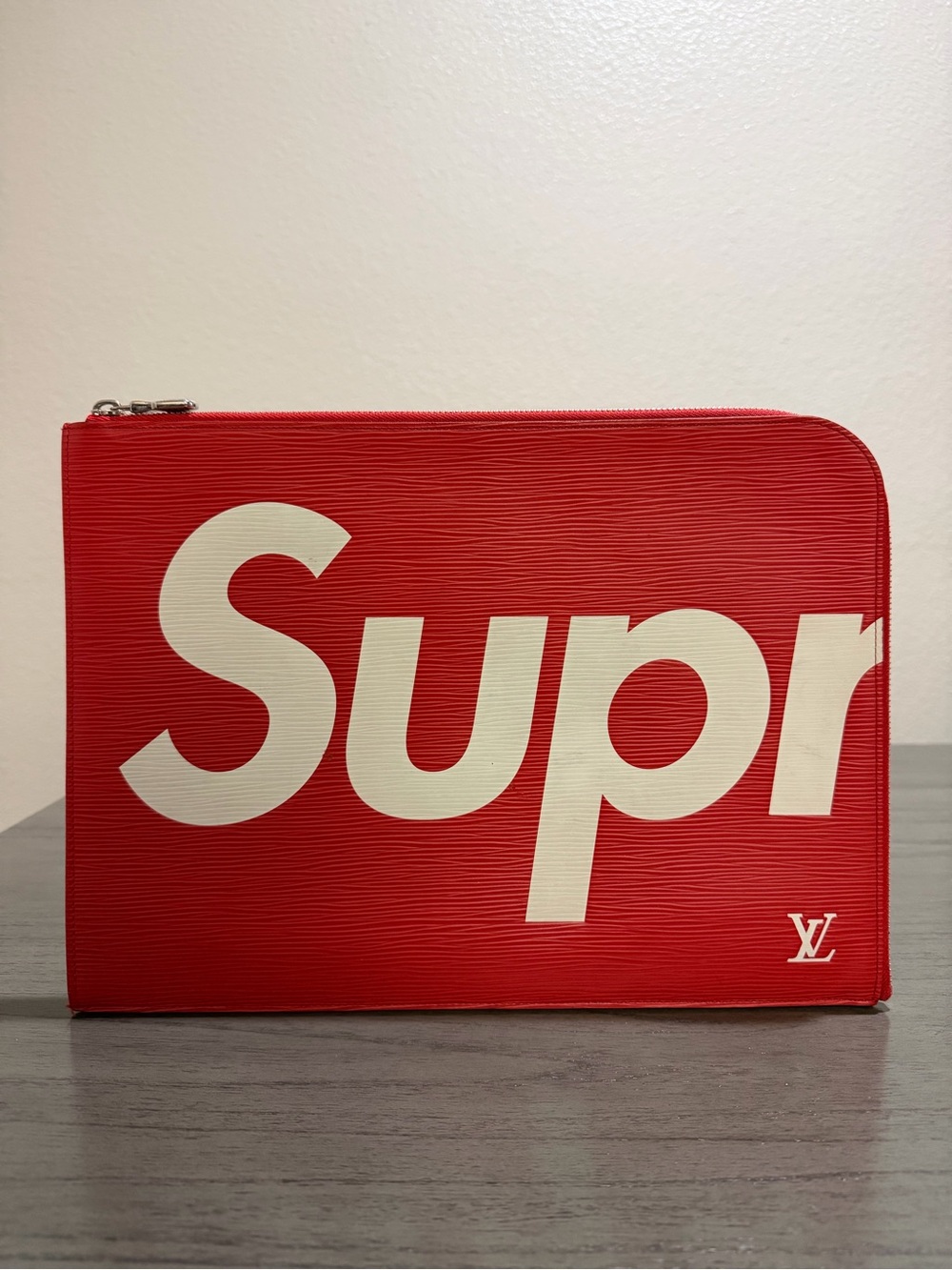 Louis Vuitton x Supreme Red & White Epi Zip Pouch